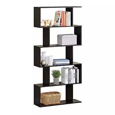 Wood Geometric Bookshelf5-Tier Modern Bookcase Open Shelf And Room Divider... • $117.13