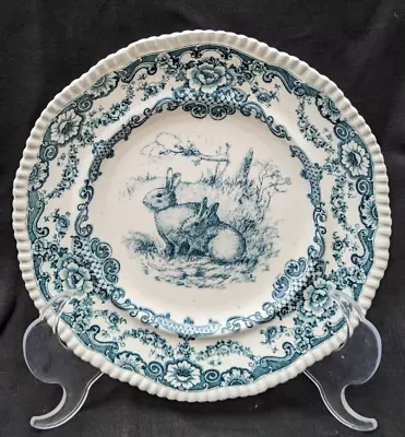 Rare Antique Bishop Stonier Rabbit Plate Transferware Lincoln Bisto England 1895 • $150