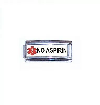 No Aspirin Medical Alert 9mm Italian Charm Superlink For ID Bracelet • $7.12