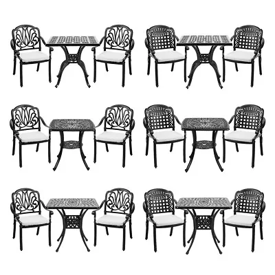 Outdoor Bistro Set Garden Patio Table &Chairs Art Furniture Set Cast Aluminium • £89.95