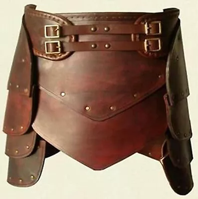 Medieval Leather Skirt Women's Renaissance Warrior Armor Gladiator Ball Costume • $296.85