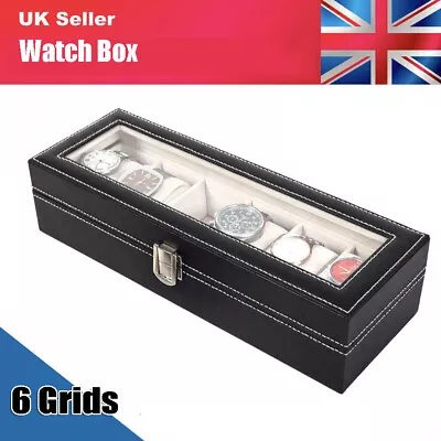 £9.95 • Buy 6 Slot Grids Leather Watch Display Case Jewelry Collection Storage Holder Box