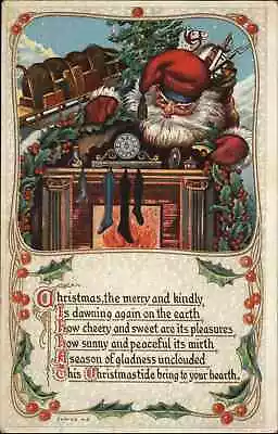 Christmas Santa Claus With Toys Fireplace C1910 Vintage Postcard • $14.79