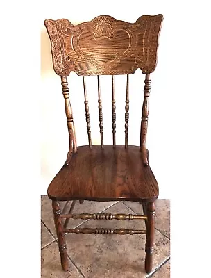 HW Hull & Sons Solid Oak Spindle Chair Antique Quality Tiger Oak Well Kept • $136.51