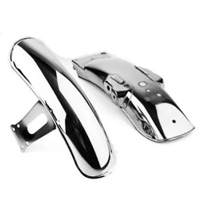 $71.19 • Buy US Universal Motorcycle Front&Rear Fender Mud Guard Metal Mudguard Cover Silver