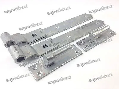 Gate Hinges Cranked 300mm 12  Pair Galvanised Heavy Duty Hook And Band Stable • £14.70