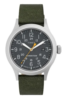 Timex TW4B22900 Men's Indiglo Expedition Grey Dial Brown Leather Band Watch • $32.99