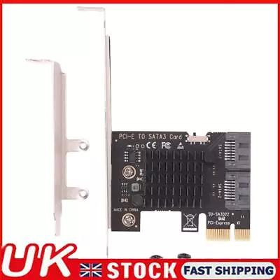 PCI Express 1x To SATA3.0 2 Port Riser Card PCI-E3.0 Expansion Converter Board • £10.89