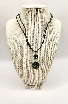 Black Cord Necklace With Hematite & Shell Yin Yang Pendant  • $3.99