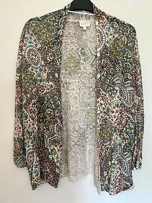 Ladies East Linen Print Cardigan Large • £12