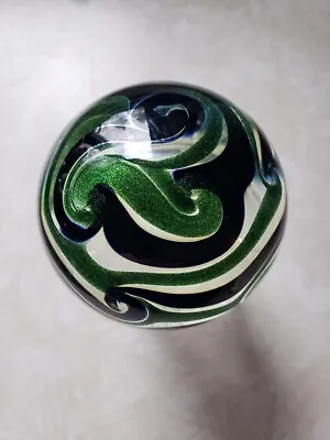 Crystal & Aventurine Green Charles Lotton Glass Paperweight King Tut Design 2005 • $249