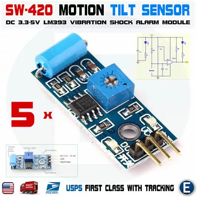 5pcs SW 420 Motion Tilt Sensor Vibration Switch Alarm Module For Arduino 3.3-5V • $3.45