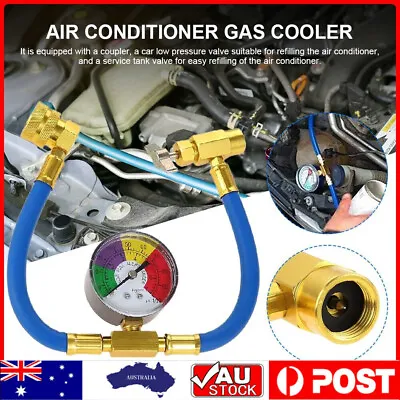 R134A Car Air Conditioning Refrigerant Recharge Measuring Hose Gas Gauge Kit AU • $23.34