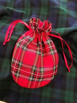 Red Tartan Drawstring Bag Burns Night Fancy Dress Scottish Royal Stewart • £6.50