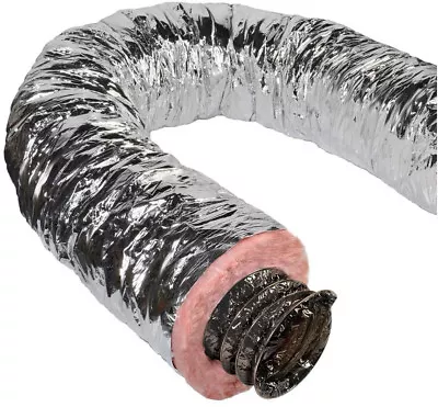 $113.46 • Buy Master Flow Insulated Flexible Duct R8 Silver Jacket Venting Heating Fiberglass