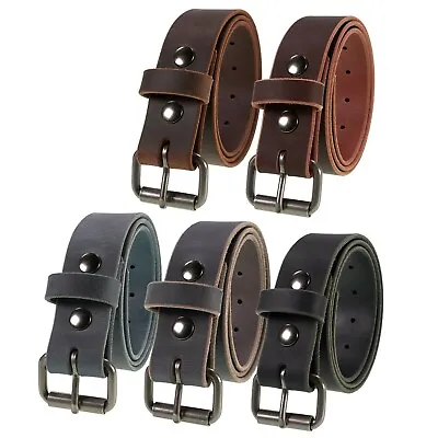 Men's Genuine Buffalo Leather Belt 1 1/2  Width Handmade In The USA By Amish • $30.99