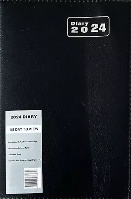 2024 Year Diary  A5 Day To A Page BLACK BROWN Diary2024 Jan - Dec • $15.01