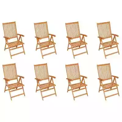 1x/2x Solid Teak Wood Reclining Garden Bistro Dining Folding Chair VidaXL • $251.99