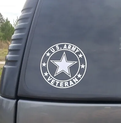 Us Army Veteran Military Vinyl Decal Sticker Round Car Truck Window  White 5x5 • $3.99