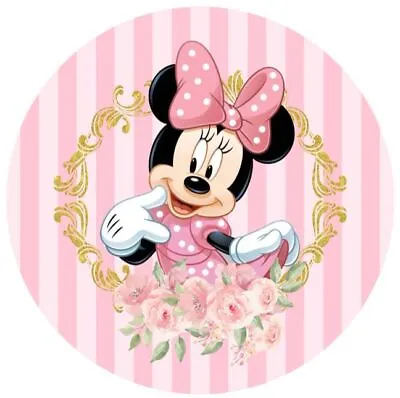 Round Minnie Mouse Baby Shower Backdrop Background Birthday Party Photo Supplies • $44.19