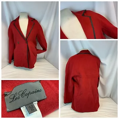 Les Copains Jacket Sz 6 IT 42 Red Wool Angora Cashmere Italy Mint YGI B1-283 • $63.98