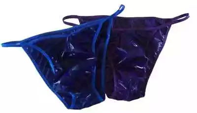 Men's BRAZILIAN String Bikini LATEX Rubber Shiny Jelly Colors Fetish Exotic Fun • $20.97