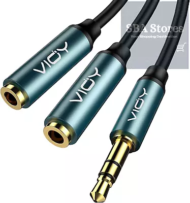 VIOY Headphone Splitter Double 3.5mm Headphone Jack Audio Splitter Cable Male 2 • £7.53