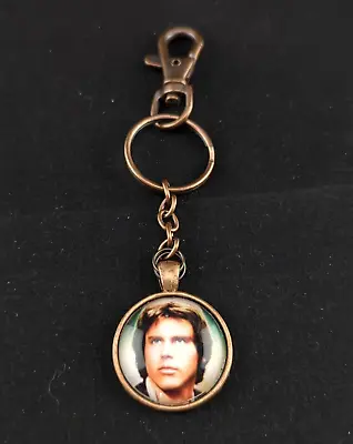Vintage Bronze Han Solo Star Wars Photo Medallion Key Chain Fob Charm Picture • $11.77