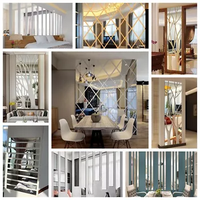 Diamond 3D Mirror Acrylic Long Strip Tree Shape Wall Art Sticker Self-adhesive • $9.49