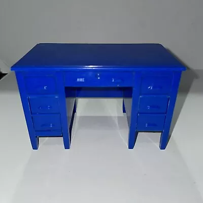 Renwal Dollhouse Blue Office Desk Furniture Vintage 4” Wide Miniature • $9.99