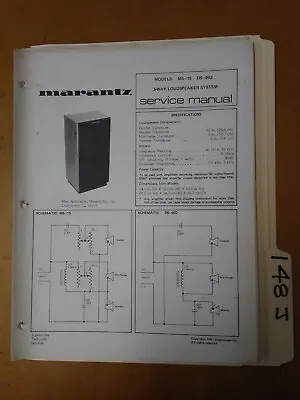 Marantz Ms-15 Ds-602 Service Manual Repair Book Stereo Speaker 4 Page • $19.98