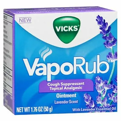 Vicks Vaporub Cough Suppressant Topical Analgesic Ointment Lavender Scent 1.76 O • $11.49