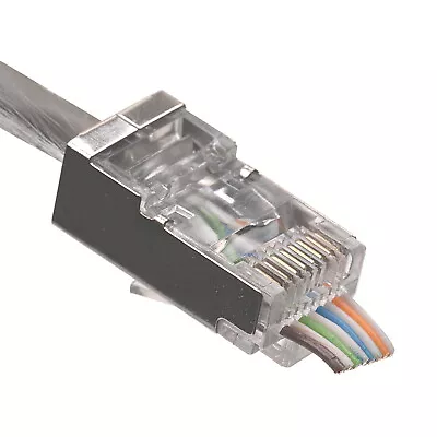 RJ45 Shielded Pass Through CAT6 Connector Modular Plug CAT5 Network Ethernet • $12.60