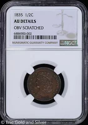 1835 1/2C Classic Head Half Cent NGC AU Details • $145.95