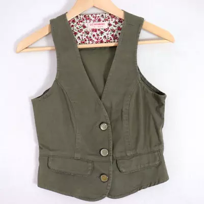 LC Waikiki Girls Jacket Vest Size 13 14 Years Youth Khaki Sleeveless Army Cargo • $16