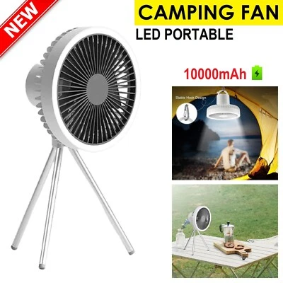 LED Light Portable Mini Fan Travel Camping USB Rechargeable Cooling Fan Outdoor • $56.99