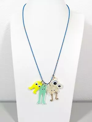 J.Crew Crew Cuts Yellow Green Googly Eye Cloud Blue Ball Chain Necklace 20 In • $6.99