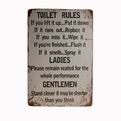 2x Tin Sign TOILET RULES  Sprint Drink Bar Whisky Rustic Look • $23.11