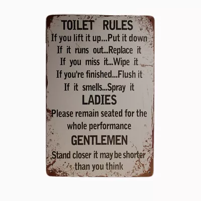 3x Tin Sign TOILET RULES  Sprint Drink Bar Whisky Rustic Look • $29.18