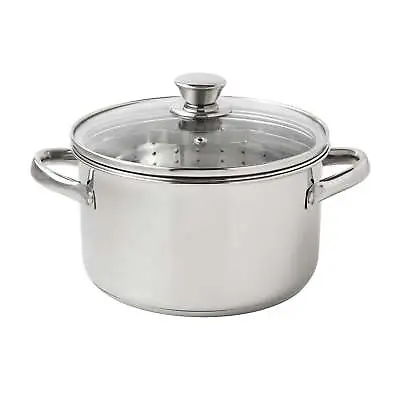 Stainless Steel 4-Quart Steamer Pot With Glass Lid Stockpot Saucepot Cookware • $19.27
