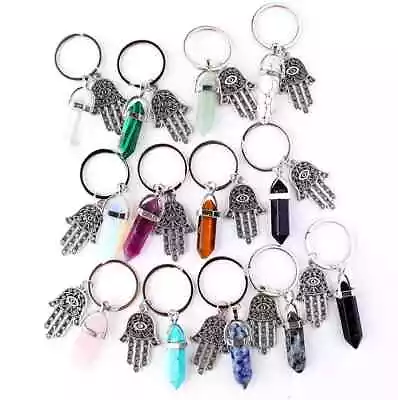 $5.99 • Buy Natural Healing Stone  Keychain For Protection Point Crystal