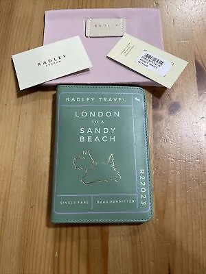 Genuine Radley ‘Radley Travel’ Green Leather Passport  Holder - RRP £49 BNWT • £28