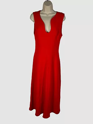 $670 Victoria Beckham Women's Red Irregular Scoop Neck Dress Size 6 • $214.38