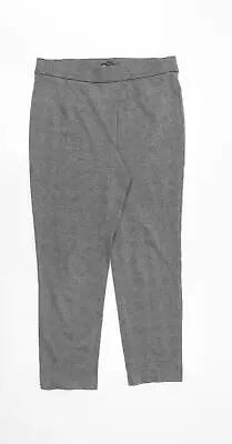 Marks And Spencer Womens Grey Plaid Polyester Trousers Size 14 Regular • £5.75