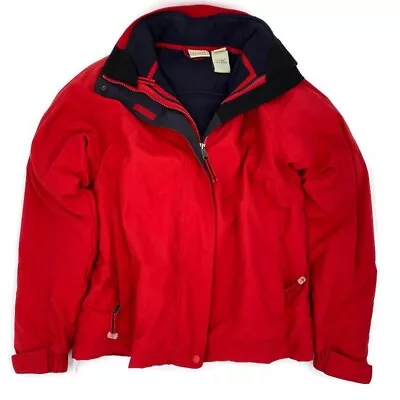 LL Bean Womens Small Regular 3 In 1 Jacket Fleece Sweater Polartec Red Polyester • $31.98