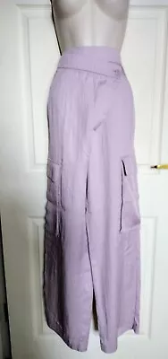 BNWT Zara Lilac Silky Feel Cargo Trousers - Sz S UK 8/10 -  Retro 90s Y2K Style  • £20