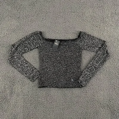 Hollister Top Womens Small Black Knit Long Sleeve Pullover Ladies Casual • $30.41