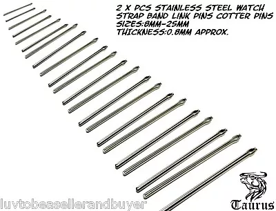 Taurus 2 X Pcs Stainless Steel Watch Strap Band Link Pins Cotter Pins 8mm-25mm  • $3.95
