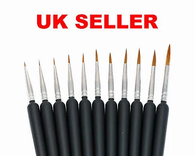 Artist And Model Paint Brushes Set Outline Fine Detail Tip 11pc 00000 To 7 • £6.99