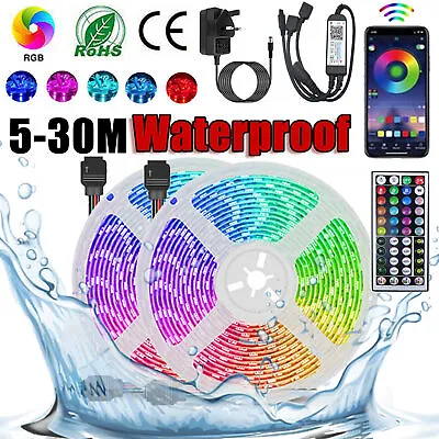 Waterproof LED Strip Light Bluetooth 5050 RGB Color Changing Tape Outdoor 1M-30M • £8.99